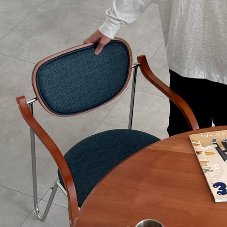 予約販売10月上旬～10月中旬頃発送予定　chair-03108　Curve Arm Chair ファブリック ダイニングチェア