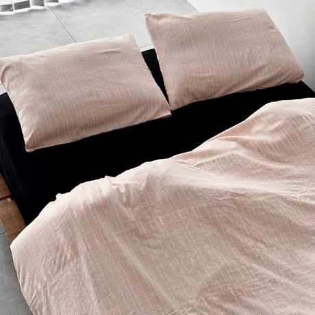 beddingsets-03182　pink stripe×black ストライプ 布団カバーセット