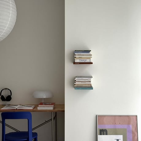 wall-03145　FLOATING BOOK SHELF 本を浮かせるシェルフ 同色2個セット