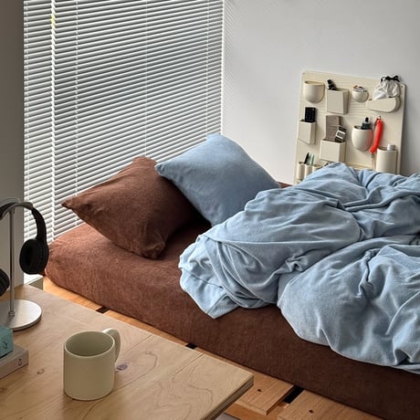 予約販売11月中旬～11月下旬頃発送予定　beddingsets-03209　 light blue×brown sheets あたたか ファイバー厚手 起毛 布団カバーセット