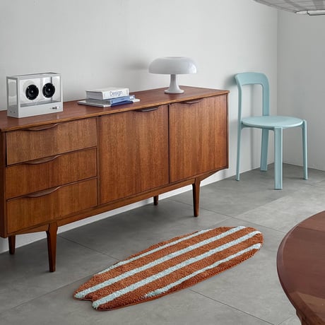 予約販売9月中旬～9月下旬頃発送予定　rug-03114　Brown×Mint ストライプ サーフボード ラグ 45cm×125cm