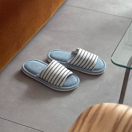 予約販売10月中旬～10月下旬頃発送予定　slipper-03013　light blue×white ストライプ タオル地 ルームシューズ スリッパ