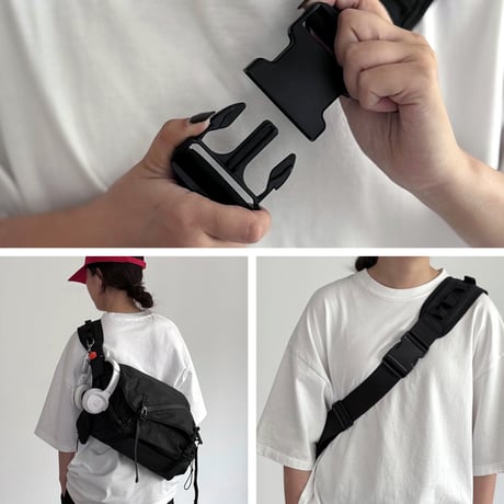 予約販売9月中旬～9月下旬頃発送予定　bag-03124　撥水 ポーチ付き メッセンジャーバッグ ブラック 左右両肩対応