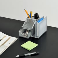 予約販売9月下旬～10月上旬頃発送予定　stationery-03061　メタルメッシュ コンパクト デスクオーガナイザー シルバー