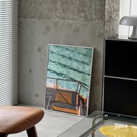予約販売9月中旬～9月下旬頃発送予定　poster-03198　Poolside View シルバーフレーム付き ポスター 70×50cm