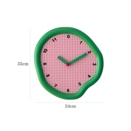 予約販売9月下旬～10月上旬頃発送予定　clock-03131　グリーン×ピンク グリッドデザイン ニュアンス ウォールクロック 掛け時計 静音
