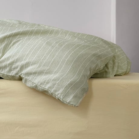 beddingsets-03179　green stripe×yellow ストライプ 布団カバーセット