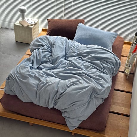 予約販売11月中旬～11月下旬頃発送予定　beddingsets-03209　 light blue×brown sheets あたたか ファイバー厚手 起毛 布団カバーセット