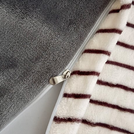 予約販売11月中旬～11月下旬頃発送予定　beddingsets-03208　white/brown stripe×gray sheets あたたか ファイバー厚手 起毛 ストライプ 布団カバーセット