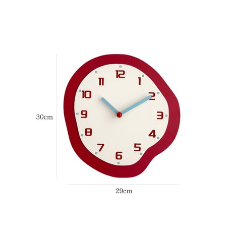予約販売9月下旬～10月上旬頃発送予定　clock-03132　Red×Light blue ニュアンス ウォールクロック 掛け時計 静音