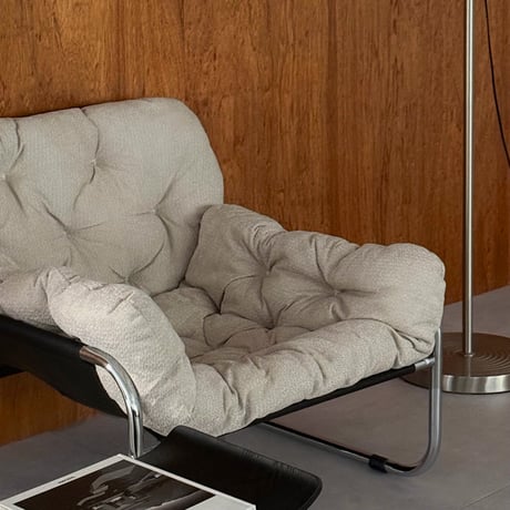 予約販売12月上旬～12月中旬頃発送予定　chair-03119　Textured Fabric シルバーフレーム パテッド ラウンジチェア 1人掛けソファ