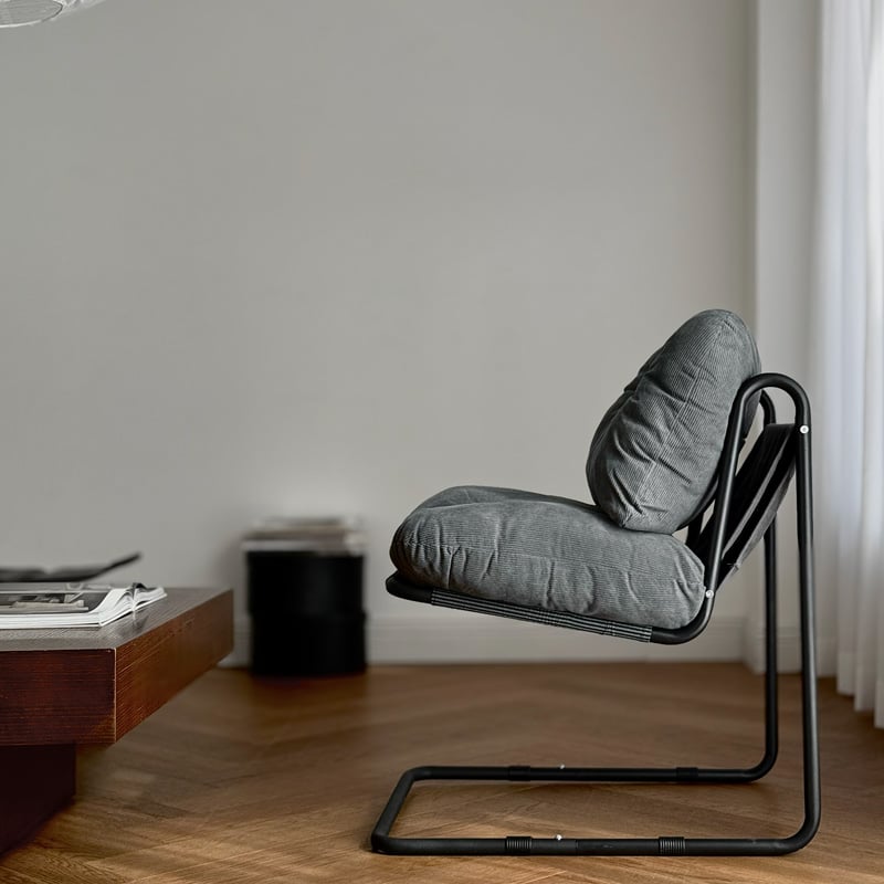 chair-03096 新色追加 コーデュロイ カンティレバーラウンジチェア 1人