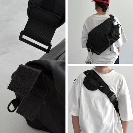 予約販売9月中旬～9月下旬頃発送予定　bag-03124　撥水 ポーチ付き メッセンジャーバッグ ブラック 左右両肩対応