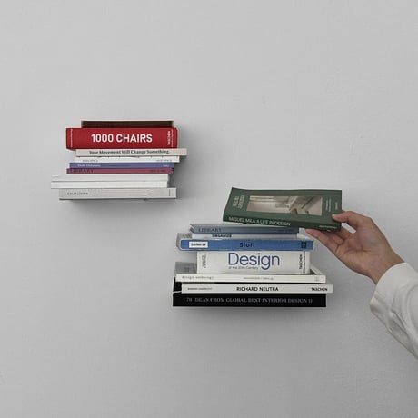 wall-03145　FLOATING BOOK SHELF 本を浮かせるシェルフ 同色2個セット