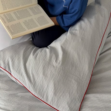 予約販売10月下旬～11月上旬頃発送予定　beddingsets-03197　レッドパイピング white×gray stripe 布団カバーセット
