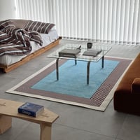 予約販売11月中旬～11月下旬頃発送予定　rug-03119　バイカラー ラインフレーム ラグ 140×200cm