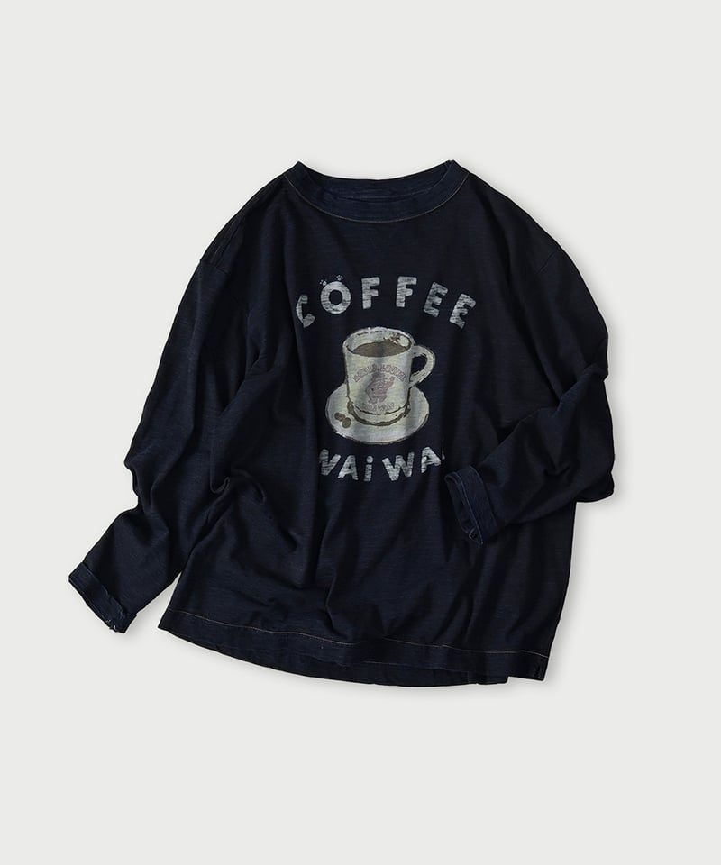 コーヒーベタッチプリントの908海比古Tシャツ (インディゴ) | 45R葉山店