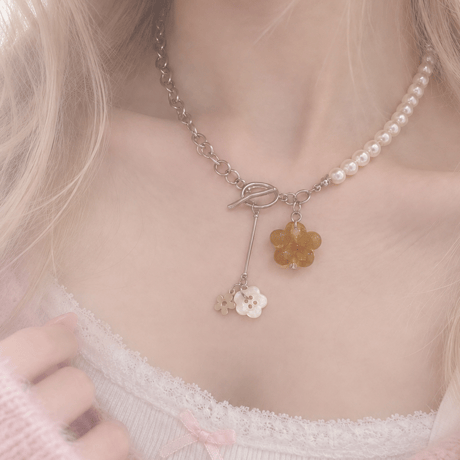 brownflower necklace