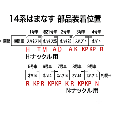 Kタイプ14系はまなす耐寒トイレタンク・ドア下ステップ10両分 ver.2/Nゲージ
