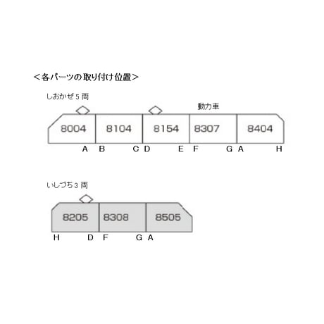KタイプJR四国8000系しおかぜ・いしづちトイレタンク・車端機器8両分/Nゲージ