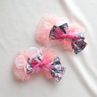 No.357 ふんわりピンクとグレーのリボン