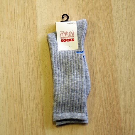 Manhattan Portage・マンハッタンポーテージ THE CITY EMB CREW SOCKS ソックス Gray/OFF WHITE/NAVY