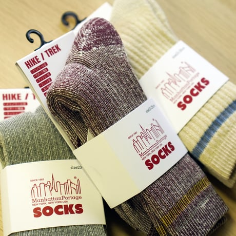 Manhattan Portage・マンハッタンポーテージ CREW OUTDOOR LINE SINKER SOCKS ソックス Gray Beige WINE MU020-25A00