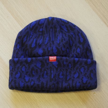 Manhattan Portage・マンハッタンポーテージ Leopard Jacquard Knit Watch ニット帽 ニットワッチ Navy MP351-25A00