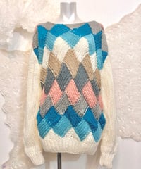 Vintage Pale Tone 3D Braided Cable Knit Sweater L
