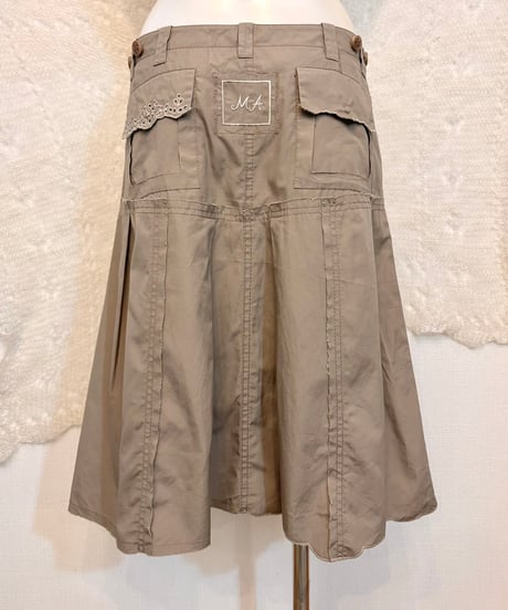 Vintage MARC AUREL Khaki Lace Cutout Design Skirt M