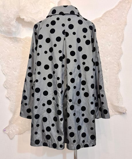 Vintage Metallic Gray Bubble Dot Design Coat M