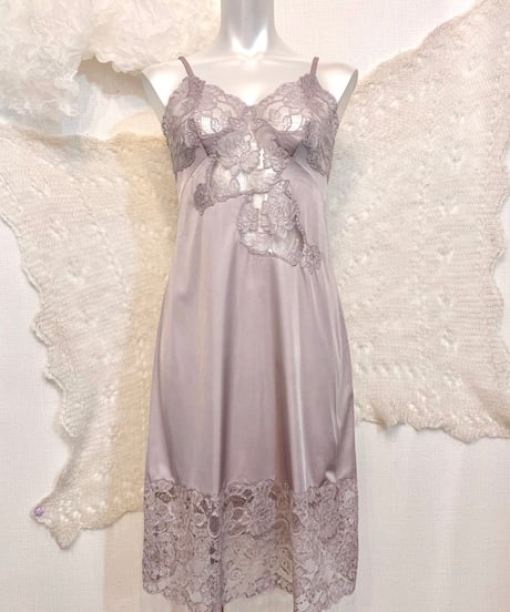 Vintage Greige Lace Design Lingerie Dress M