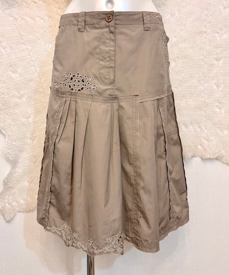 Vintage MARC AUREL Khaki Lace Cutout Design Skirt M
