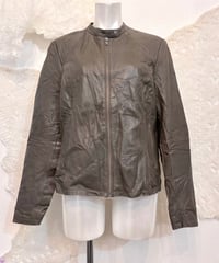 Vintage Khaki Gray Leather Blouson S