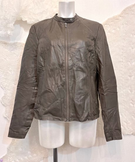 Vintage Khaki Gray Leather Blouson S