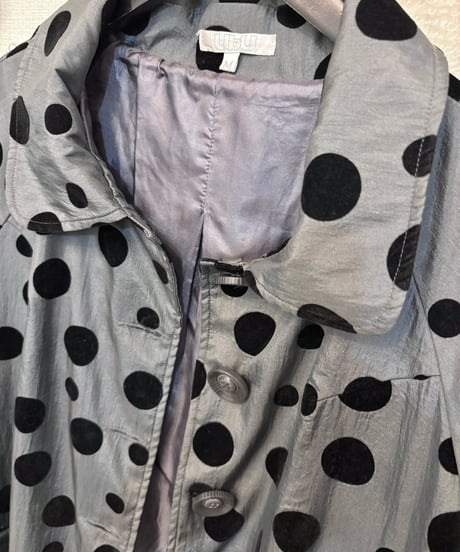 Vintage Metallic Gray Bubble Dot Design Coat M