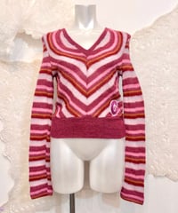 Vintage/Deadstock CASUCCI Magenta Border Mohair Knit Sweater S