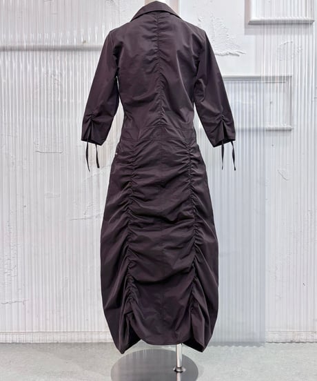 Vintage/Deadstock Gray Brown Lace Up Design One Piece M