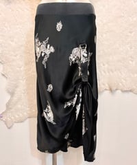 Vintage Strap Belt 2WAY Design Dragon Satin Skirt M