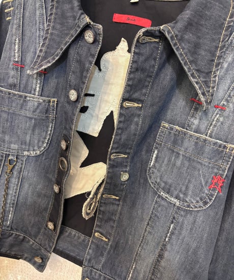 Vintage Chain Design Denim Jacket M