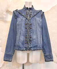 Vintage Frill Design Denim Napoleon Jacket M