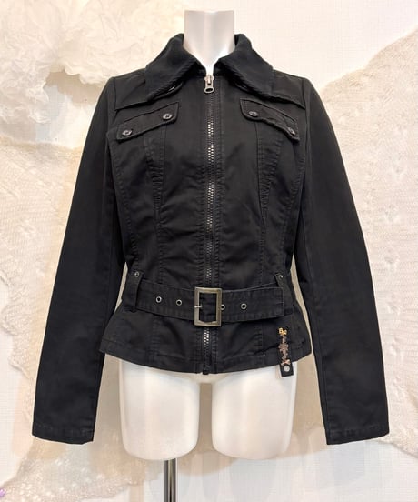 Vintage Belt Design Zip Up Jacket S