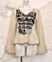 Vintage/Deadstock Beige Graphic Print Design Sweat Top S