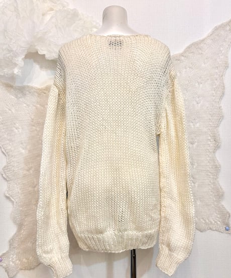 Vintage Pale Tone 3D Braided Cable Knit Sweater L