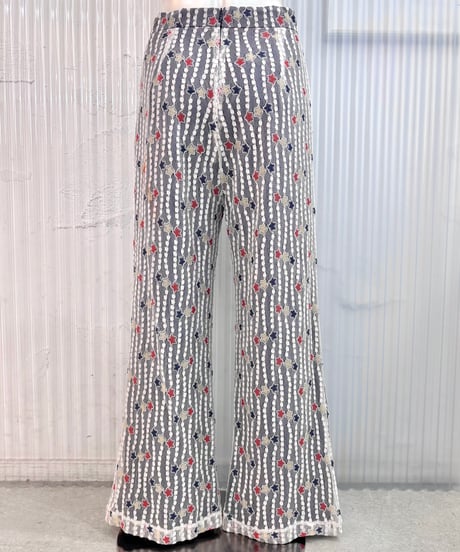 Vintage Tricolor Star Lace Design Flare Pants M