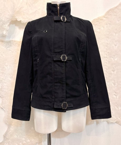 Vintage Buckle Belt Design Zip Up Jacket S