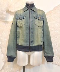 Vintage Layered Collar Design Denim Blouson S