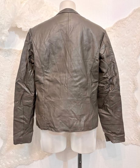 Vintage Khaki Gray Leather Blouson S