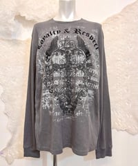 Vintage Gray Cross & Skull Design Thermal Top L
