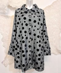 Vintage Metallic Gray Bubble Dot Design Coat M